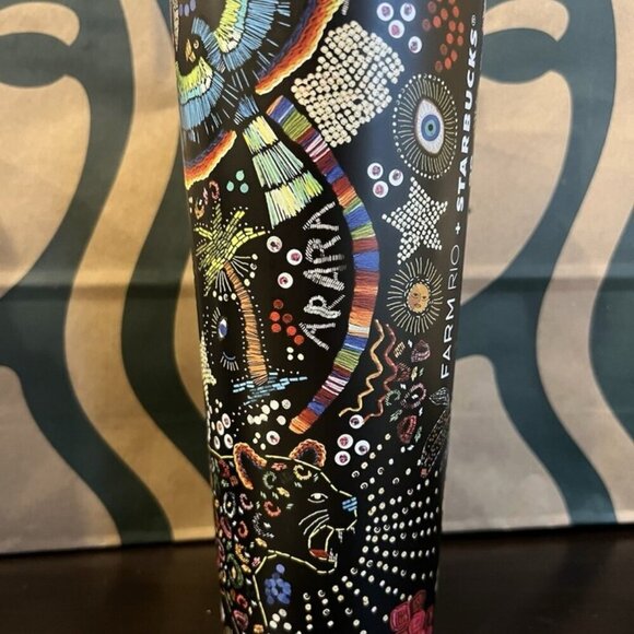 Starbucks X Farm Rio Tumbler Borogodo 24 Oz Graphic Print Colorful Stainless NEW - Picture 2 of 5